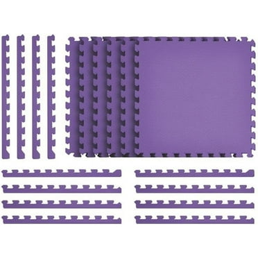 Norsk Duräflex Lite Puzzle Mats Interlocking EVA Foam Floor Tiles Solid Color, 18 Tiles - 72 Sq. Ft., 1/2" Thick, Purple