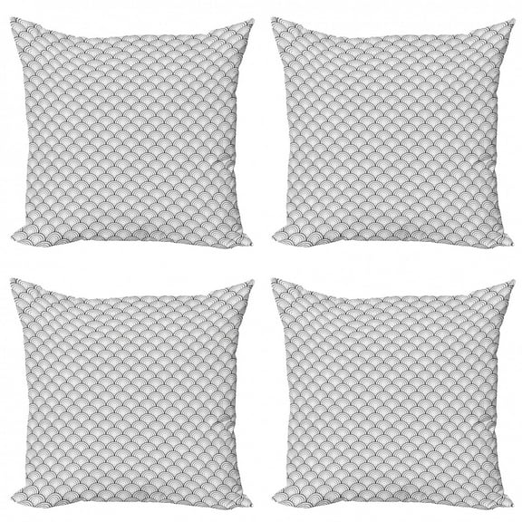 Ambesonne Geometric Throw Pillow Cover 4 Pack, Oriental Moroccan, 24", Black and White