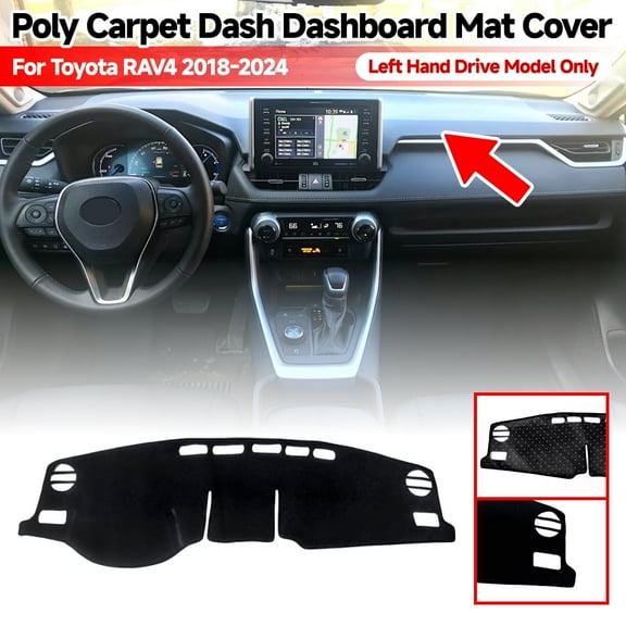 Car Dash Cover for Toyota RAV4 2018-2024, Non-slip Rubber Backing Dashboard Mat Sun Shade Carpet (Left Hand Drive Model Only)