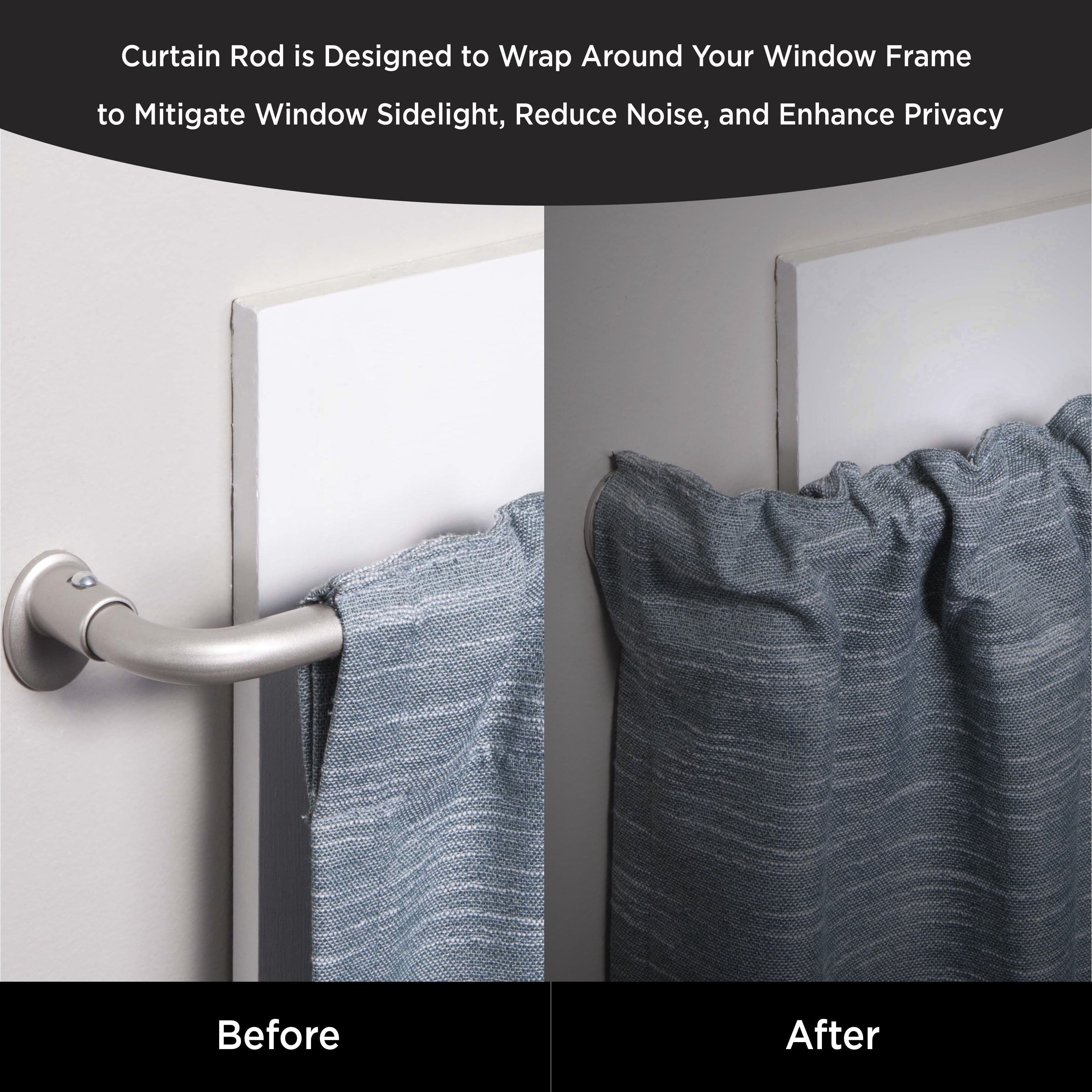 Eclipse Complete Blackout Room Darkening Adjustable Length Wrap Around Curtain Rod, 28-48 in., 5/8 in., Diameter, Silver