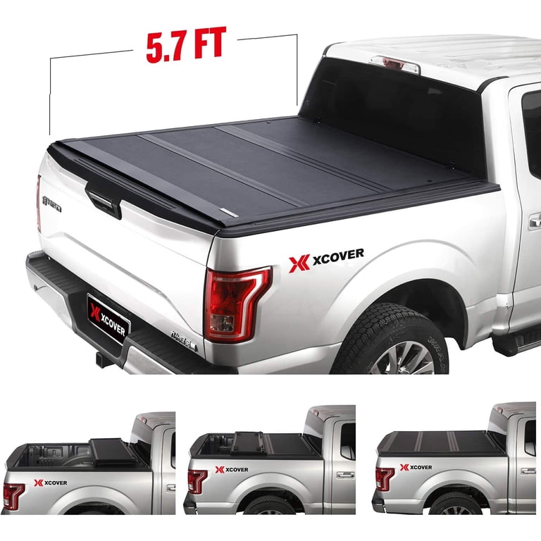 Hard Tri-Fold Truck Bed Cover For 2019-2023 Ford Ranger 5' Bed - Aluminum With LED Lights