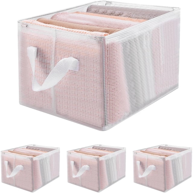 Organizador de Ropa 4 PCS, Cajas Organizadoras para Clósets Apilables, Organizador de Cajones para Ropa Transparente, para Camisas, Pantalones, Bermuda