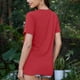 thumbnail image 4 of Camisetas para mujer,Camiseta informal de manga corta para mujer, cuello redondo, tejido ligero de imitación de tejido de barco, corte regular para uso diario, sopatenor, 4 of 7