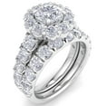 thumbnail image 3 of Pompeii 4Ct Diamond Halo Engagement Wedding Ring Set White Yellow or Rose Gold Lab Grown, 3 of 5