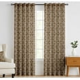 thumbnail image 2 of Vargottam Cotton Curtains- Rod Pocket/Back Tab Farmhouse Drapes for Living Room or Bedroom Windows- Light Filtering- 3-Way Hanging Style- Set of 2 Panels, 52"x72"- Dotted Flower Design (Brown), 2 of 8