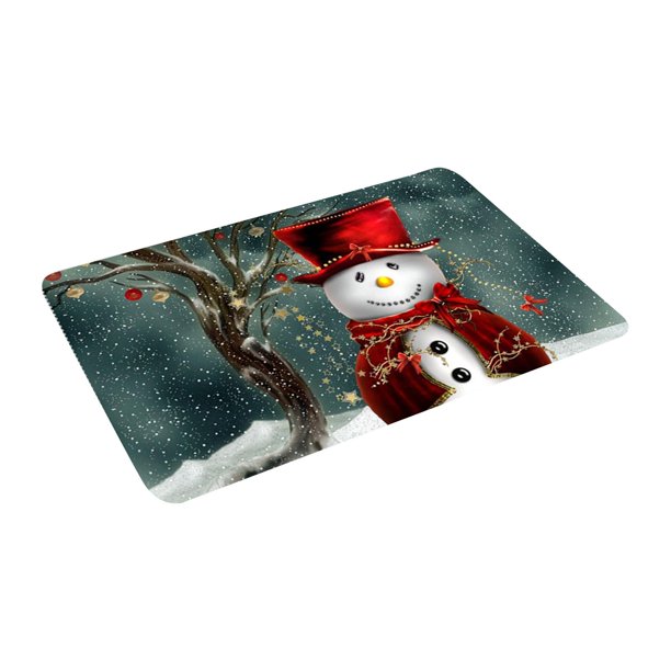 Alfombra navideña con diseño de Papá Noel y alce, antideslizante, de franela, absorbente, para puerta de entrada. D