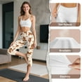 thumbnail image 7 of SCRAWLGOD Capri Leggings for Women with Pockets - 4 Way Stretch Yoga Leggings Lightweight Casual Yoga Pants with Tummy Control for Workout Running, Dachshund Yoga Print Bone Paw Beige, S, 7 of 7