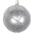 thumbnail image 1 of Vickerman MT198007D 4 in. Silver Candy Glitter Net Ornament - 3 per Bag, 1 of 3