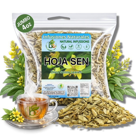 Hoja de Sen Té (Senna Leaf Tea Natural) Net Wt. 4 oz (113g) - 100% Natural, Vegan
