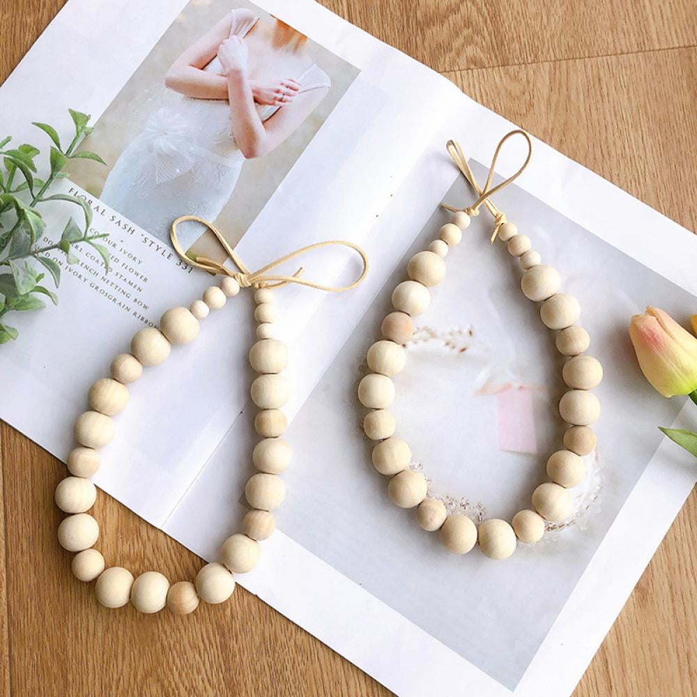 Set Of 2 Curtain Tie Backs Wood Bead Curtain Hold Window Farmhouse Garland Decor Accessories Home Decoration