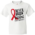 thumbnail image 3 of Inktastic Never Stop Fighting Stroke Awareness Red Ribbon Youth T-Shirt, 3 of 5