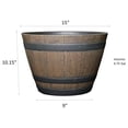 thumbnail image 4 of saney Whiskey Plastic Resin Flower Pot Barrel Planter, Walnut Brown, 15", 4 of 5