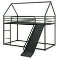 thumbnail image 3 of Bunk Bed Twin Over Twin, Steel Twin over Twin House Bed with Ladder and Slider, Heavy Duty Bed for Adults, Space-Saving, No Box Spring Needed, Black, 3 of 11