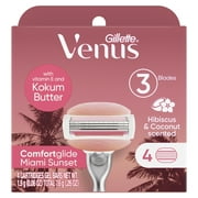 Venus ComfortGlide 3 Miami Sunset Womens Razor Blade Refills, 4 Count