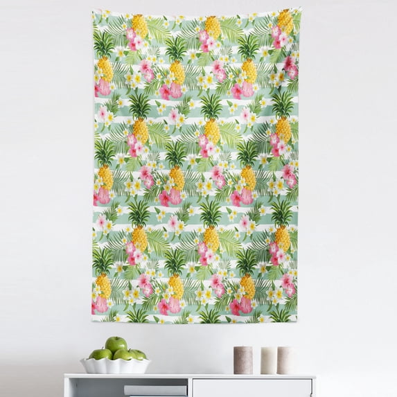 Fruits Tapestry, Tropical Plants Botany Exotic Daffodil Geometrical Lily Surreal Exotic Beauty Theme, Fabric Wall Hanging Decor for Bedroom Living Room Dorm, 5 Sizes, Multicolor, by Ambesonne