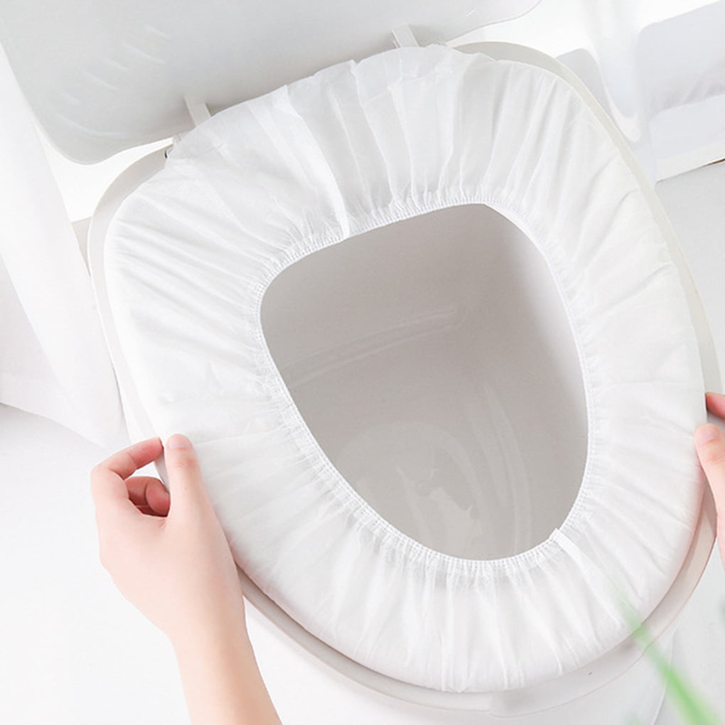 Adults Camping and Kids Potty Training 200 Pieces Toilet Seat Cover Disposable Waterproof Protectors Portable Travel Safety Toilet Pad Non-Slip Toilet Seat Cover Pad for Public Toilets 