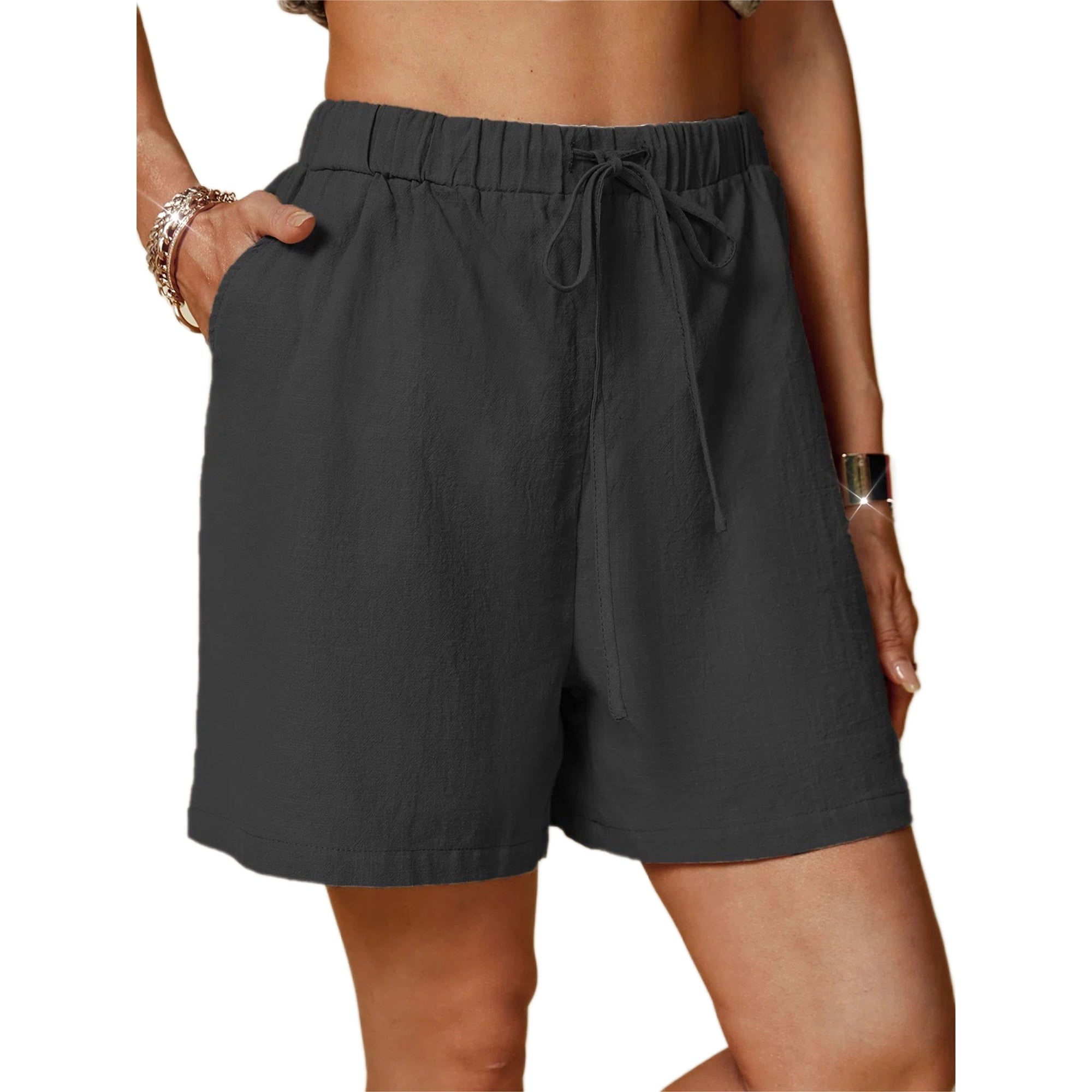 Innerwin Shorts High Waist Women Mini Trousers Lounge Elastic Hawaii Hot Pants Black XL