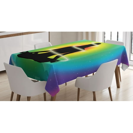

Chakra Tablecloth Smooth Transitioned Rainbow Colors in Concentric Form and Mediating Lady Figure Rectangular Table Cover for Dining Room Kitchen 52 X 70 Inches Multicolor by Ambesonne
