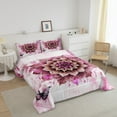thumbnail image 3 of Watercolor Mandala Twin Comforter Set Chic Flower Floral Bedding Set Twin Women,Watercolor Oil Painting Bedding Comforter Sets Ombre Gradient Duvet Set,Pink Quilted Comforter, 3 of 7