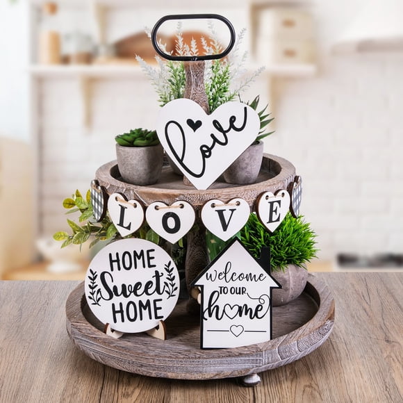 Hbdhejl Happy Family Party Home Decoration Tiered Tray Decoration Crafts Decoration
