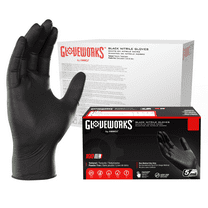 GLOVEWORKS  Black Nitrile Gloves for Auto, Detailing, Mechanics, L, 1000 Count