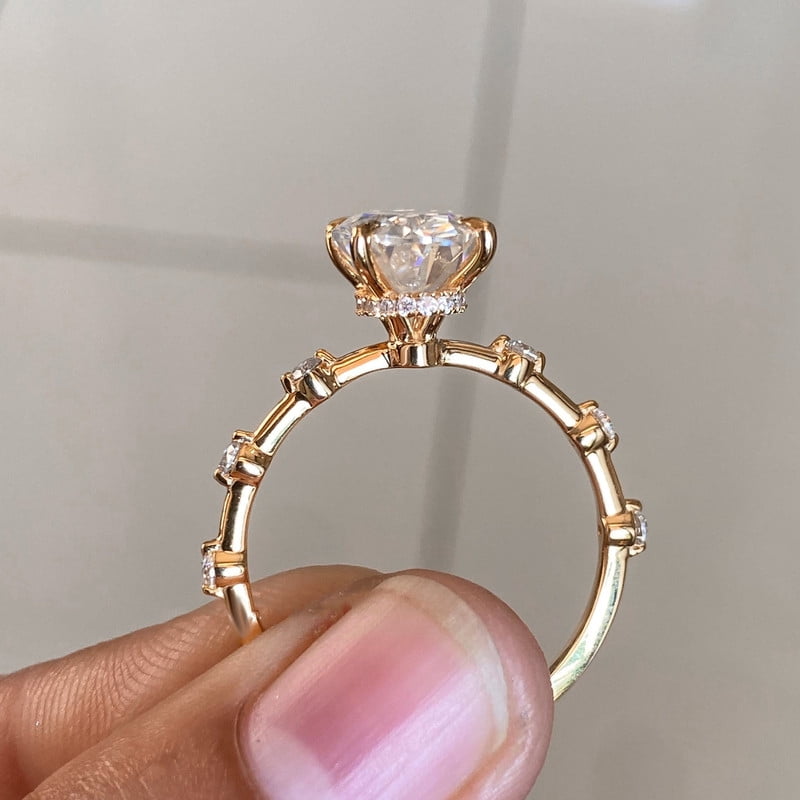 Cora Jewellery 2.75TCW Distance Diamond Oval Moissanite Engagement Ring For Women, 14K Rose Gold