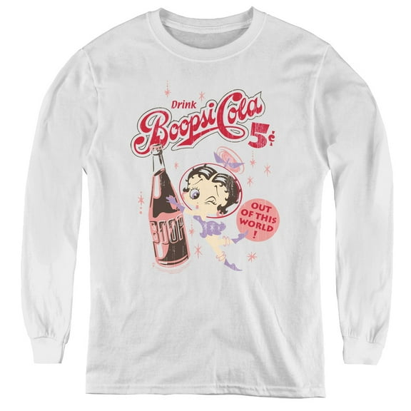 Betty Boop Boopsi Cola Youth Long Sleeve T-Shirt Tee White