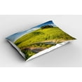 thumbnail image 2 of Ambesonne Spring Pillow Sham 2 Pack, Tuscany Wildflowers View, 36"x20", Sky Blue Fern Green, 2 of 3