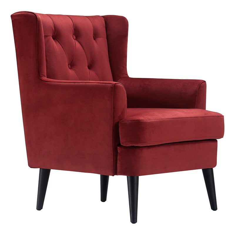 Elle Decor Celeste Tufted Velvet Accent Chair French Burgundy