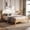 Natural, variant on Full Size Platform Bed Frame with Upholstered Headboard Mid-Century Modern Wood Slat Support No Box Spring Needed Easy Assembly Brown
