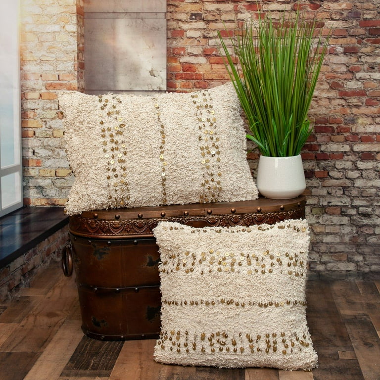 Boho Woven Shaggy Sequin Lumbar Pillow Boho Woven Shaggy Sequin Lumbar Pillow