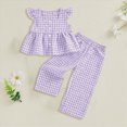 thumbnail image 2 of KPOPLK Girls 2-Piece Outfit Sets Kids Toddler Baby Ruffled Sleeve Tops Cute Print Long Pants 2Pcs Outfits Set Girls Sets(3-4 Years,Purple), 2 of 4