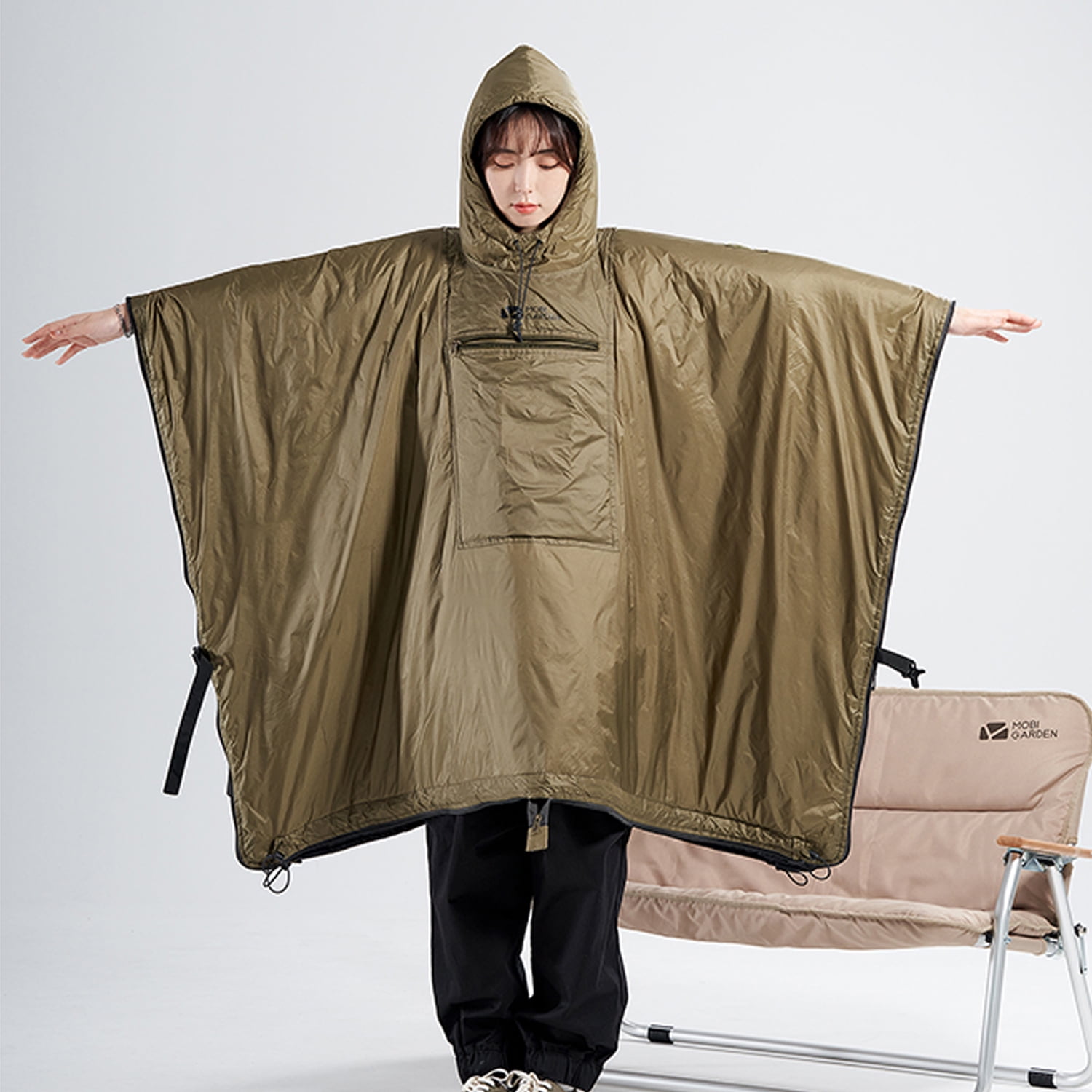Mobi Garden, Poncho Sleeping Bag, Wearable Hooded Thermal Cape, Outdoor Warm Hooded Camping Quilt,  3 in 1 Sleeping Bag, 20D Ultralight Waterproof Fabric, For Home/Office/Camping/Traveling