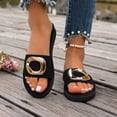 thumbnail image 2 of Rokment Women's Metallic Silver Buckles Platform Memory Foam Slippers for Indoor Outdoor Fashion Casual Cloud Comfortable Arch Support Walking Slip on Slides Beach Sandals Black Size 6, 2 of 6