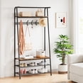 thumbnail image 3 of Aoile Coat Rack Shoe Bench, 4-in-1 Hall Trees Entryway Bench with Storage & Hanging Bar for Living Room, Bedroom, Bathroom (11.4"D x 31.5"W x 71.2"H), 3 of 9