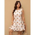 thumbnail image 5 of Plus Size Women Summer Casual Printed Short Camisole Dress Vacation Brown Sundress Floral Mini Dress, 5 of 10