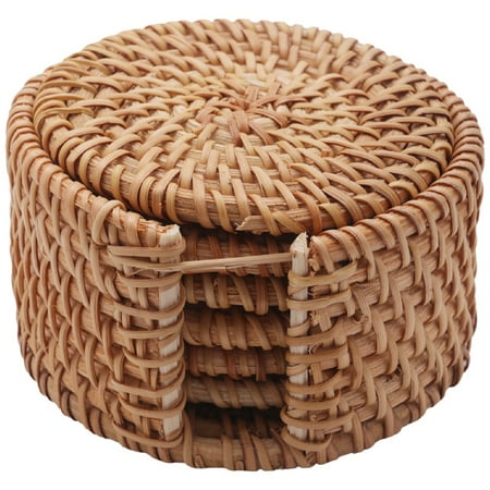 

6pcs/lot drink Coasters set for kungfu tea accessories round tableware Placemat Dish mat Rattan Weave cup mat pad 8cm