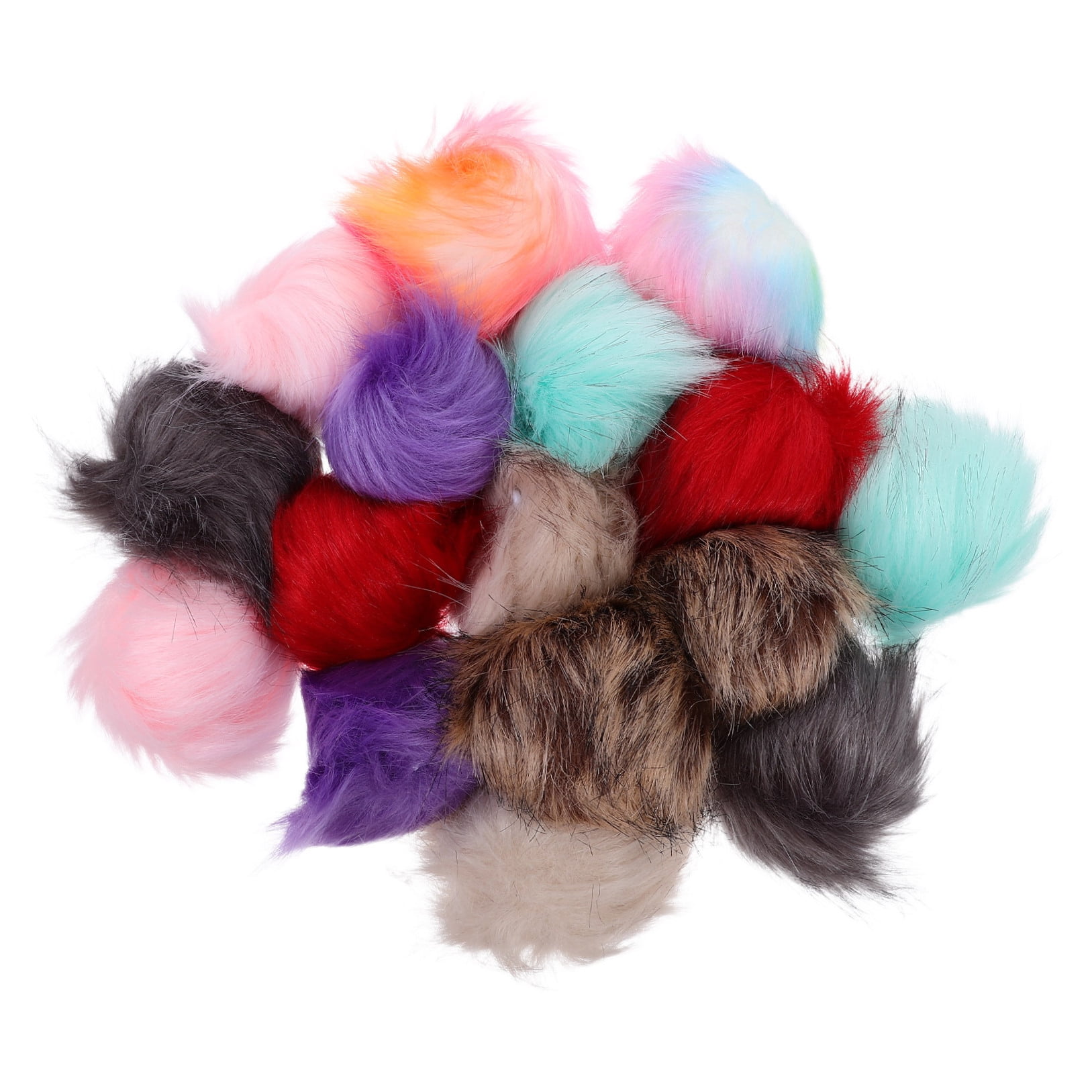 OUNONA 16Pcs Detachable Multicolor Pom Pom Balls for Winter Hat Embellishments and Craft Accessories