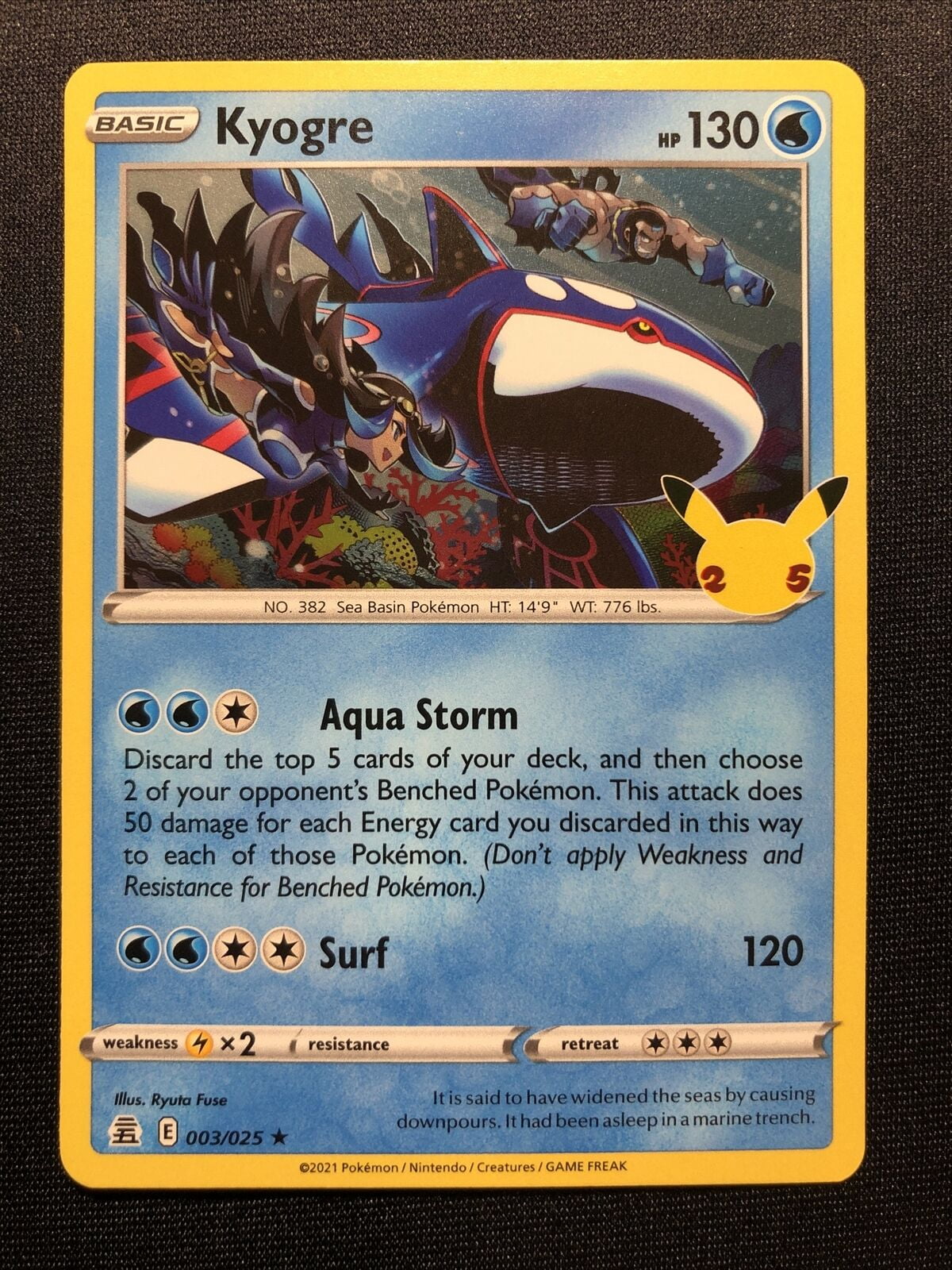 Pokemon 25th Anniversary Celebrations Card Kyogre NM