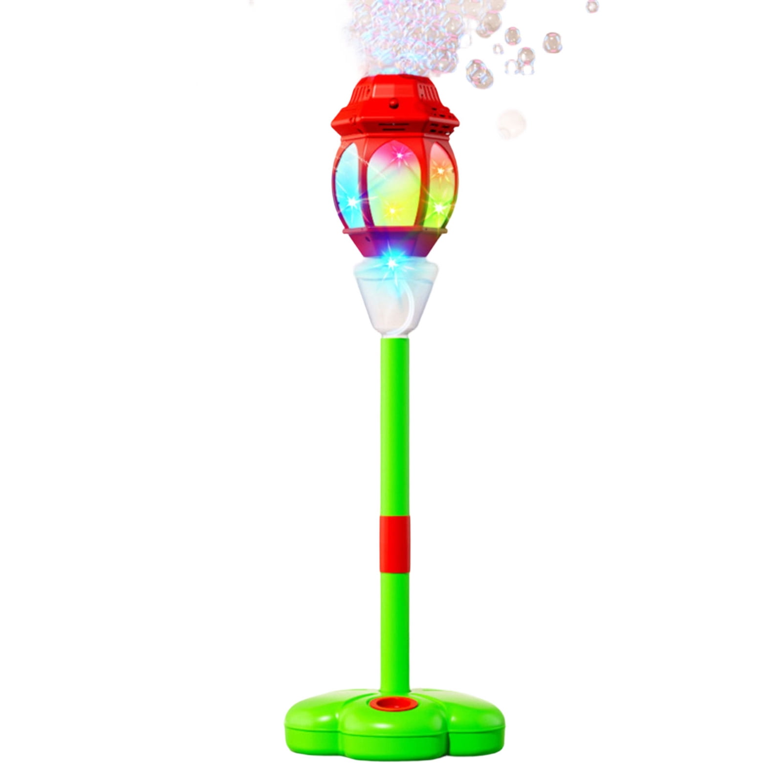 Rechargeable Bubble Blower Machine, Kids Bubble Toy with Lights, Adjustable Height Street Lamp Blower for Backyard Summer Parties