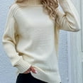 thumbnail image 2 of Lovskoo 2024 Sweaters for Women Long Sleeve Loose Solid Color Trendy Turtleneck Pullover Sweater Beige, 2 of 4