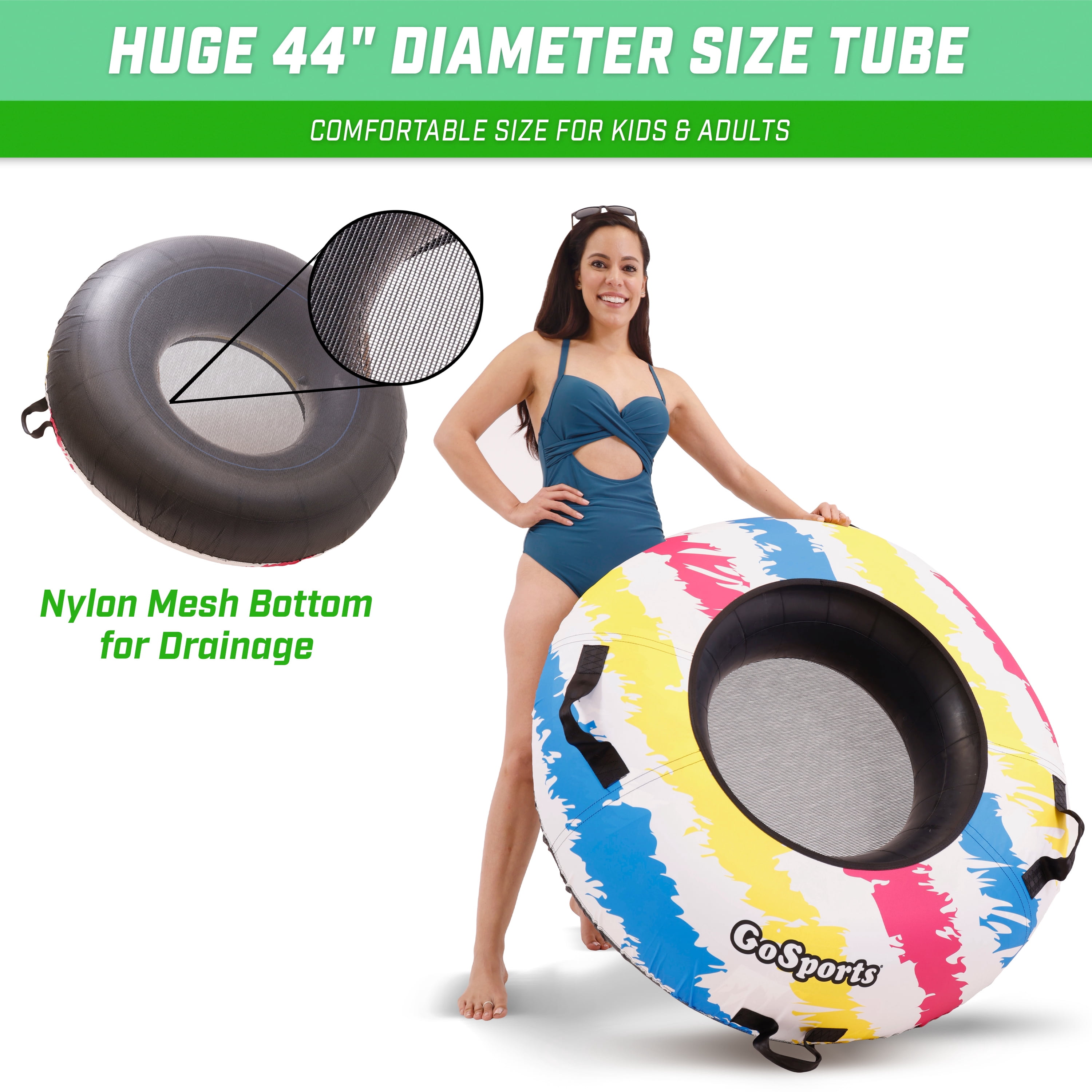 GoSports 44" Heavy Duty River Tube with Premium Canvas Cover - Commercial Grade River Tube - Retro