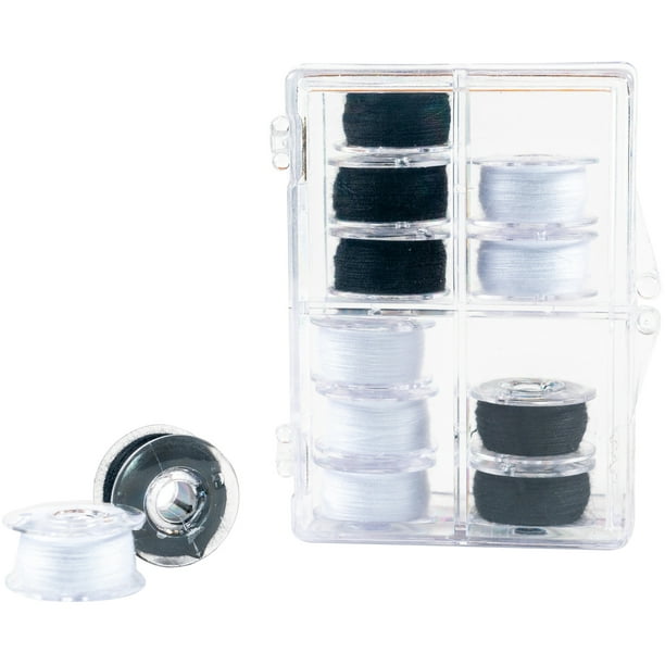 Bobines en Plastique Transparent Classe 15 - Filetées en Boîtier Noir et Blanc 12/emballage