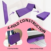 Signature Fitness 4ft x 8ft x 2in Folding Gymnastics Mat, 4-Panel Exercise Mat with Handles, PVC Leather + EPE Foam, Multiple Colors