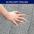 thumbnail image 5 of Subrtex Bathroom Rugs Non-Slip Chenille Soft Striped Plush Bath Mat (Light Gray, 16"x24"), 5 of 8