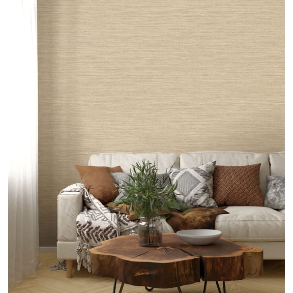 Cream Handwoven Weave Print Non Woven Non-Pasted Textured Wallpaper 57 Sq. Ft.