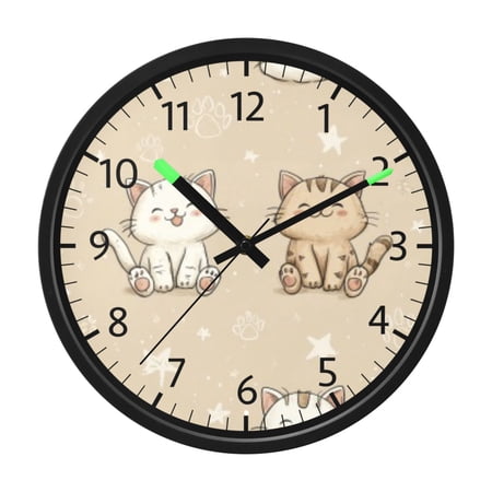 DIXRUYEE Voice Activated LED Night 12in Clock with Paw Kitten Pattern