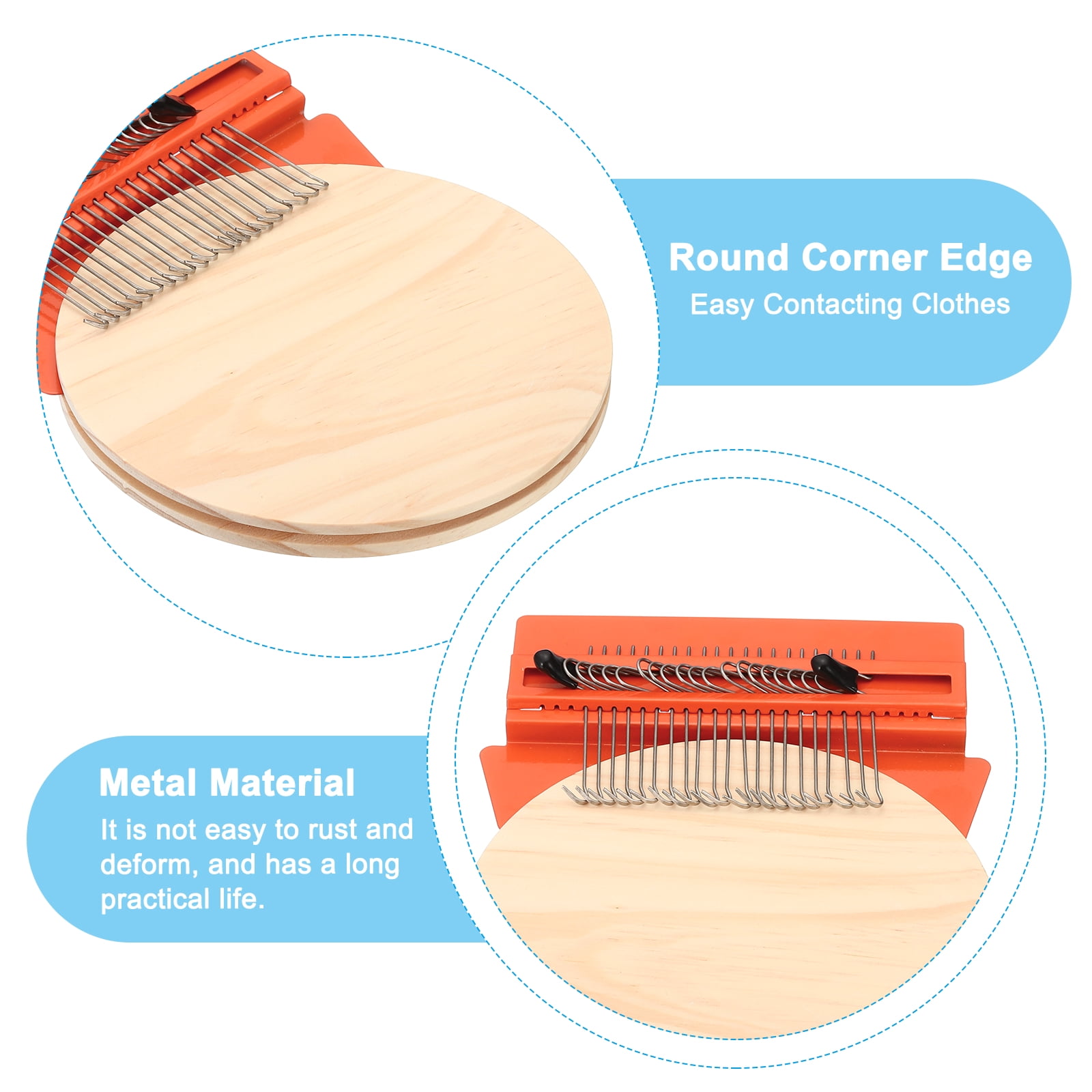 Uxcell 21 Hooks Mini Weaving Machines Kit, Metal Quickly Small Darning Weave Tool with Accessories, Orange Style 2