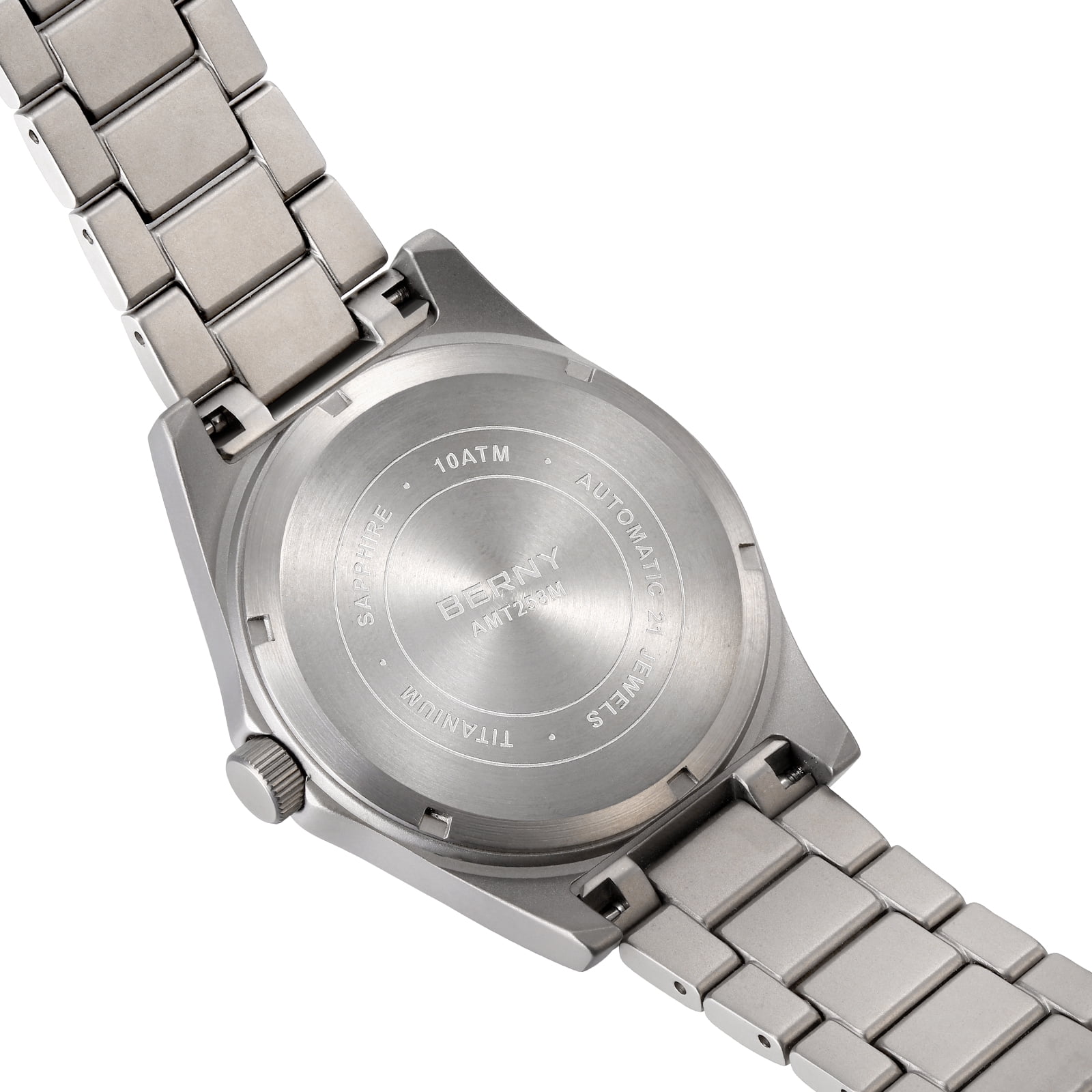 BERNY Automatic Titanium Watches for Men, Sport Casual 10ATM Waterproof Analog Mechanical Watch with Date, Super Luminous, Sapphire Crystal, Fashion Minimalist Men's Wrist Watch (Black)