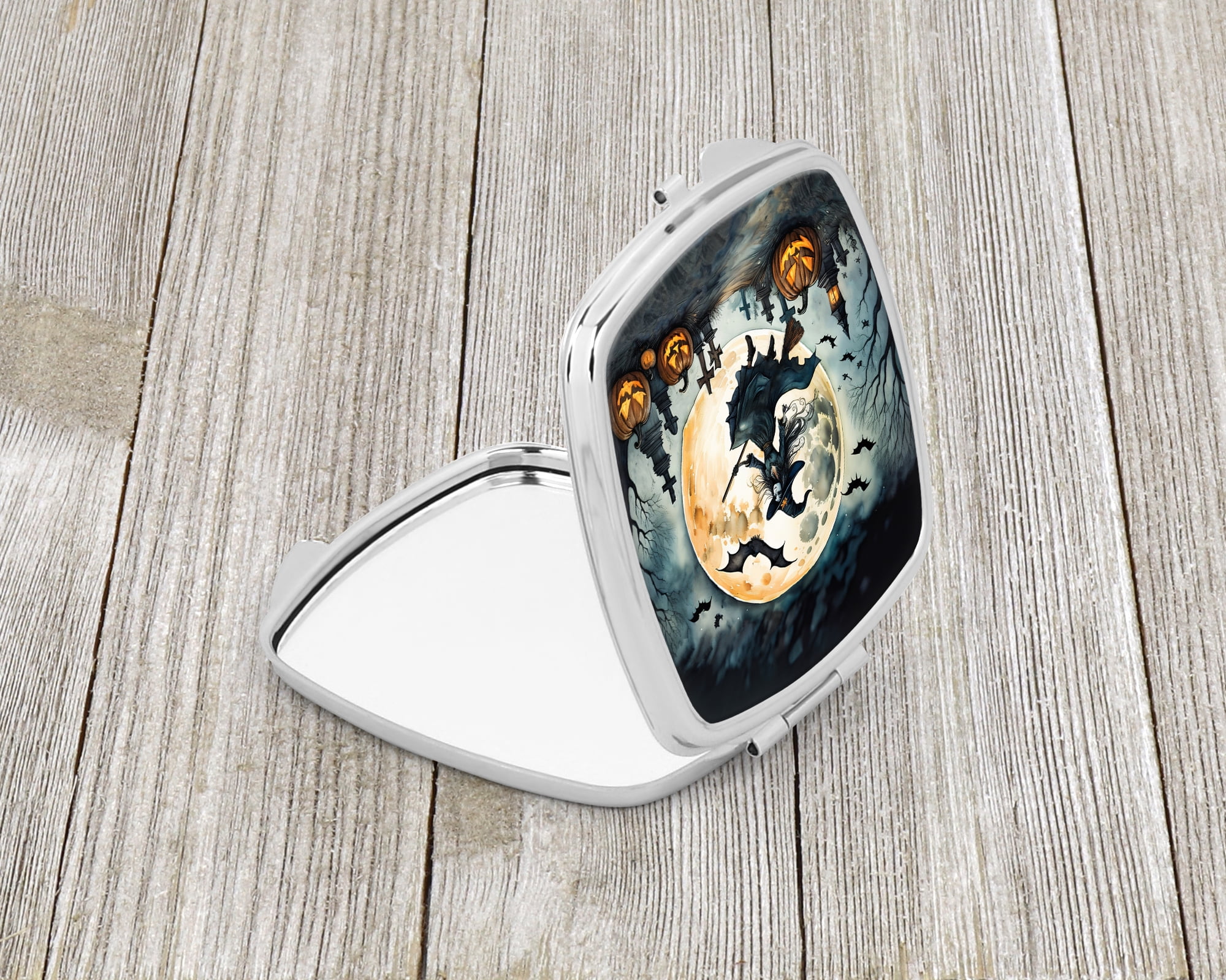 Flying Witch Spooky Halloween Compact Mirror 2.75 in x 3 in